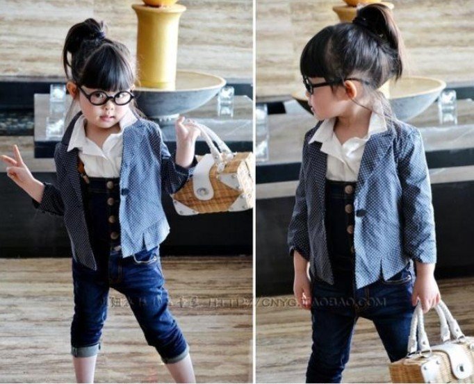 Free shipping 10pcs/lot new children's bule overalls cheap 3-7 yrs baby girls jeans size #90-130