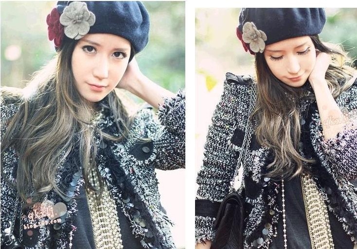 Free Shipping 10pcs/lot Stylish Women's Cap Nice Winter Lady's Clothes Accessory Big Flower Decoration Adult Headwear 3 Colors