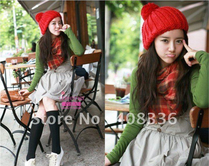 Free Shipping 10PCS/Lot Wholesale Hot Sell Autumn Winter Knitting Wool Hat For Women Caps Lady Beanie Knitted Hats Caps (EHT002)