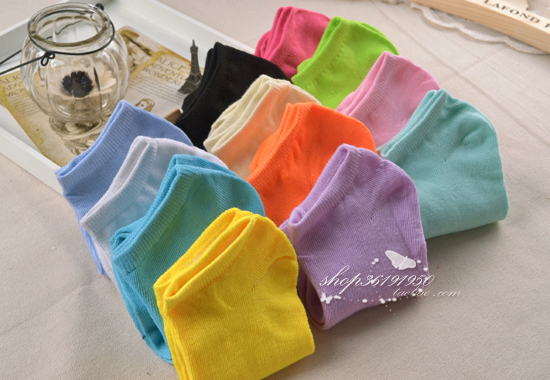 Free shipping 10pcs/lot  women solid color socksgirl candy color slippers sock  cotton week sock sport  wholesale 2013 new style