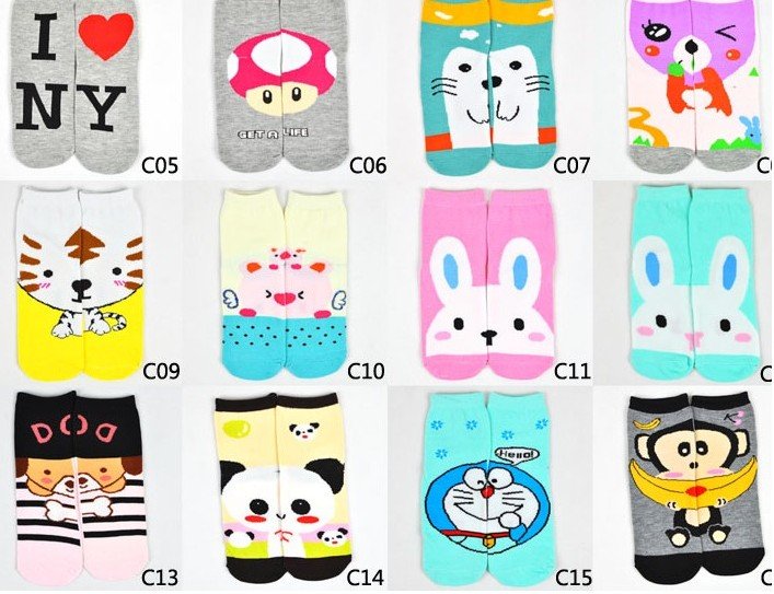Free Shipping 10pcs Socks cartoon socks AB socks long section of the pairs of socks