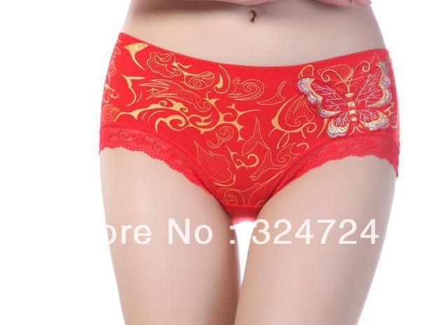 Free shipping 10pcs wholesale Buterly Embroidery Bamboo Fiber Lace  Sexy Middle Waist  Seamless Underwear Briefs Lady's Panties