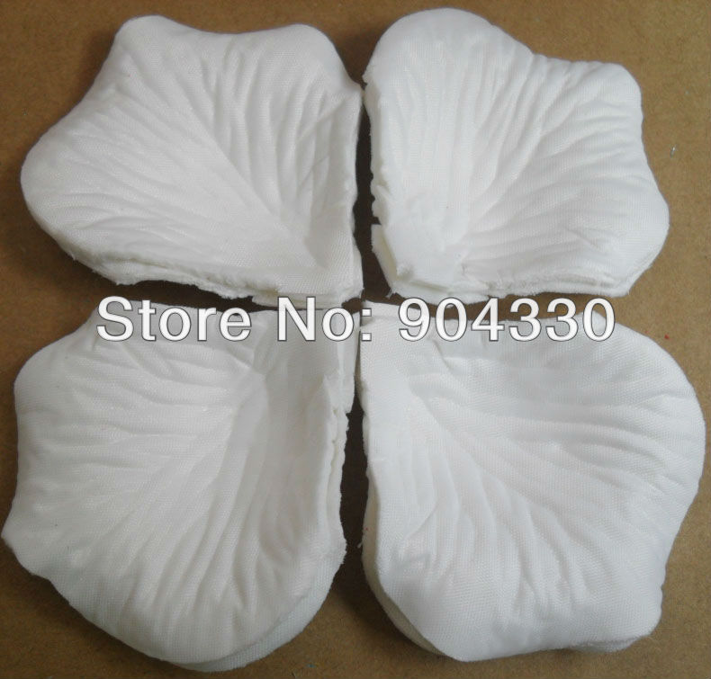 Free Shipping-- 10x (144pcs/pack) White Artifical Polyester Fabric Rose Flower Petals Wedding Decoration 5CM