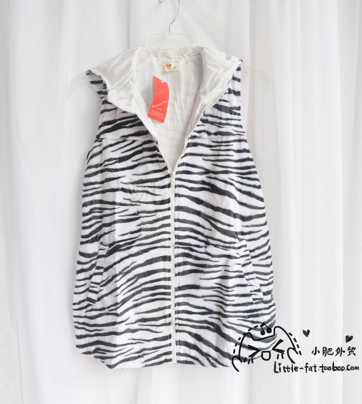 Free shipping 11.2 small zebra print hooded plus size vest maternity clothing 0.50