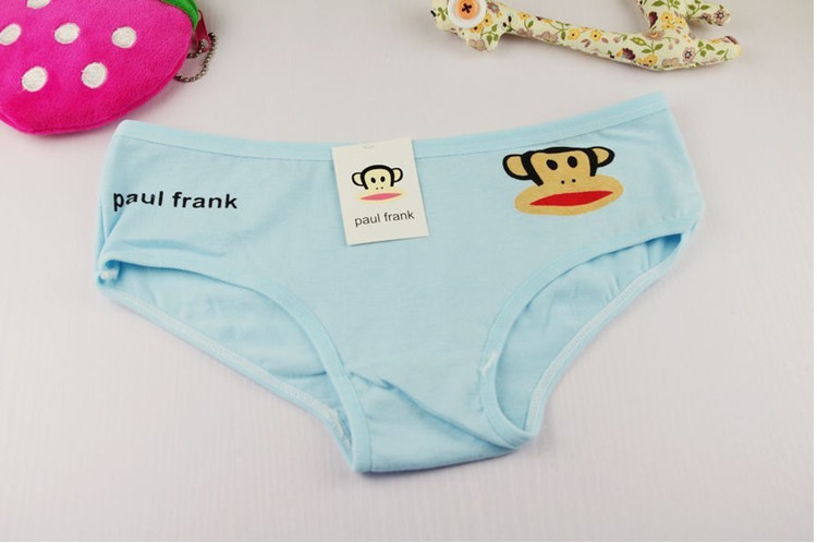 Free shipping 12 pcs Lovely cotton big mouth cartoon  women's underwear lovely pure color cotton ladies underwear wholesale