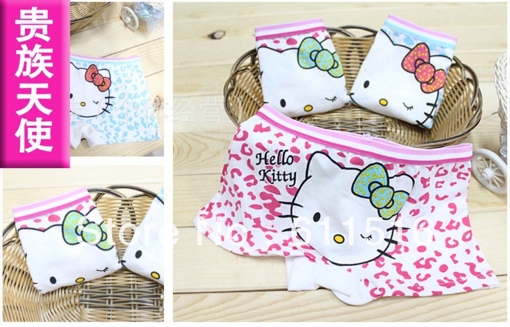Free Shipping 12 Piece/Lot  Kids` Lovely Cat Flat Angle Briefs , Children`s 100% Cotton Underwears