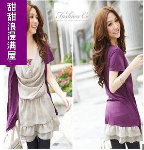 Free Shipping 120 899102 new arrival fancy long false chiffon shirt