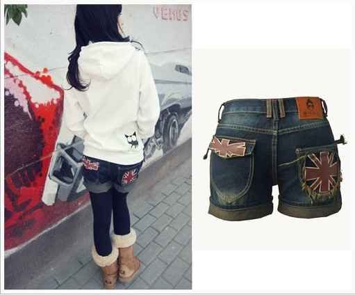 Free Shipping 120 torx flag retro finishing roll-up hem denim shorts 9539 wholesale