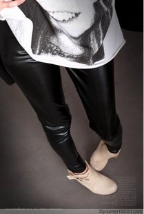 Free Shipping 120 women's autumn 7301 faux leather legging