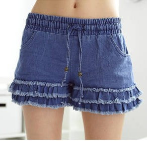 Free Shipping 120 women's autumn edging casual sweet denim shorts