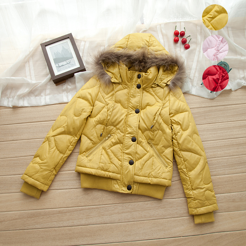 Free shipping 129.99 ! love exquisite crimping fur collar with a hood down coat 0.87kg
