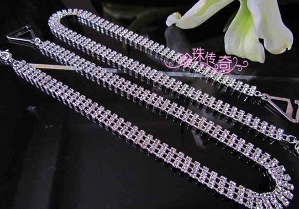 Free shipping-12Pair 3Rows Rhinestone Shoulder Strap Sash Aiguillette