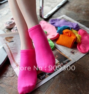 Free Shipping 12pairs Wholesale Candy Colors 100% Cotton socks Womens Fashion Low Cut Ankle Crew Slipper Socks promotional gift