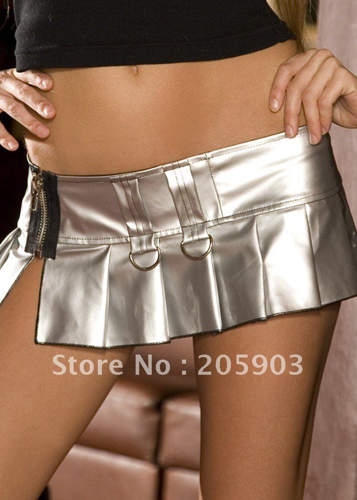 FREE SHIPPING!(12PC/lot)Wholesale sexy lingerie,Leather miniskirt,short skirt,Sexy Mini skirt,Sliver,Black,PVC mini skirt LC7041