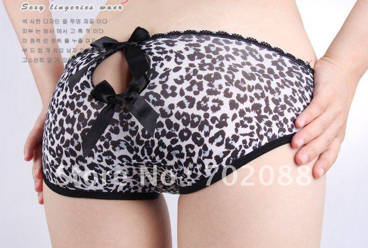 Free shipping 12pcs Gray bow underwear Lady's sexy underwear intimates women Leopard underwear women lingerie sexy lingerie