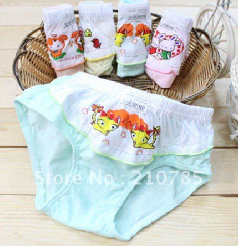 Free Shipping 12pcs/lot cartoon cotton lace pattern 100% cotton girl underwear children briefs & boxer shorts