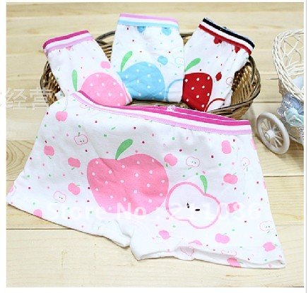 Free Shipping 12pcs/lot girl apple pattern 100% Cotton Children's underwear pants Leggings