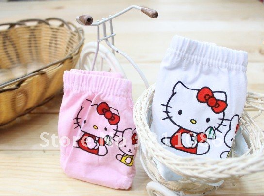 Free Shipping 12pcs/lot girl cartoon cat pattern children briefs, 100% Cotton Children's underwear  highest quality