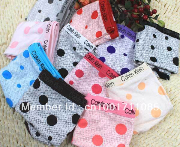 Free Shipping 12pcs/lot mix colous Candy round dot sexy narrow-brimmed pure cotton low waist women's Underwear