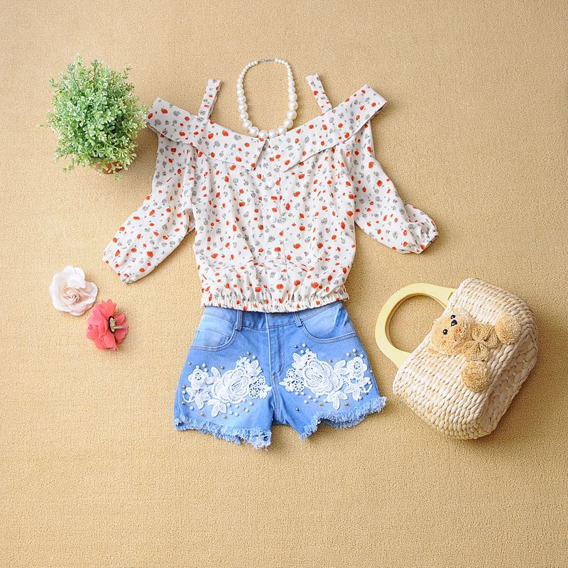 free shipping 1563 strapless t-shirt chiffon shirt short design three quarter sleeve top all-match t female