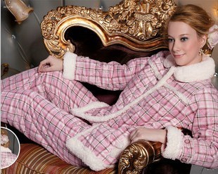free shipping 159 winter thickening thermal coral fleece cotton-padded sleepwear women's set lounge women pajamas