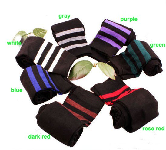 Free shipping+15pairs/lot+ Fashion Thick 100% Cotton 7 colors Good Flexibility Knee high Socks Stockings