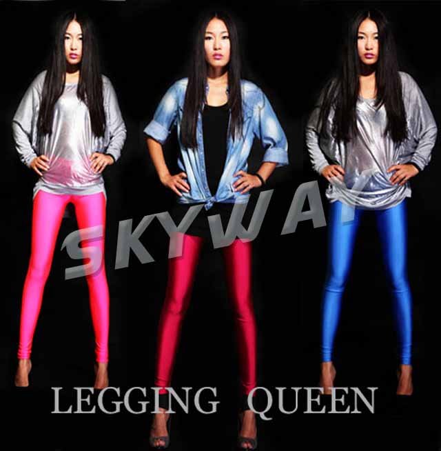 Free Shipping 18 Colors Women Leather Winter Sex Neon Carbon Fiber Brush Diamond Jeans Pants Tights Leggings Pantyhose Wholesale