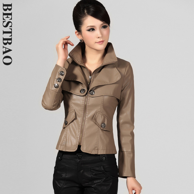 free shipping 1808 fashion handsome leather clothing three-dimensional patch pocket brief all-match new arrival bestbao female