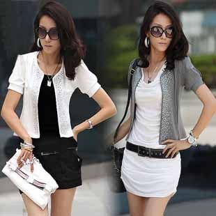 Free shipping, 1920 2013 summer solid color puff sleeve short jacket short-sleeve women's