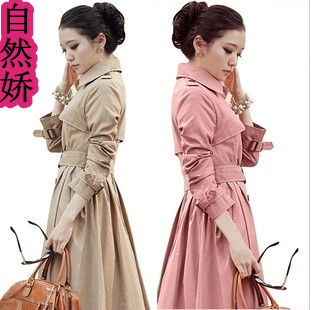 Free shipping 195 2012 trench autumn and winter slim women's new arrival plus size long design