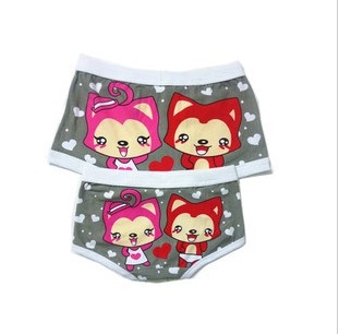 Free shipping (1pair/lot) 100% cotton Ahri Couple Panties underwear women Pantiesand men Panties