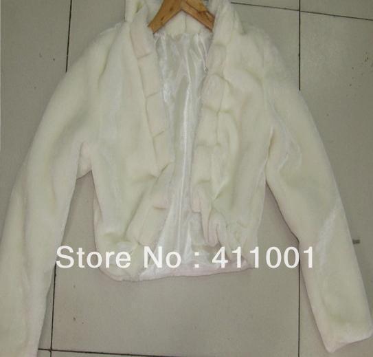 Free Shipping 1pc Faux Fur Bolero for Women  Black Bridal Wraps/Coat Wedding Jackets / Wrap Ladies Shrugs in stock ready to ship