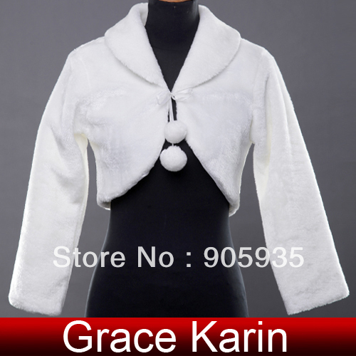 Free Shipping 1pc Grace Karin Faux Fur Wedding Bridal Wrap Shawl Jacket Coat Evening Bolero, Free Size CL2617