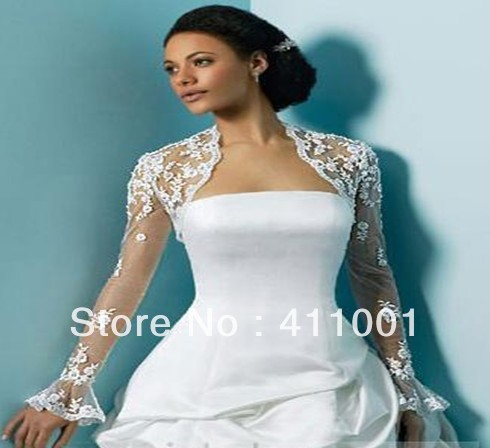 Free Shipping 1pc Lace Bolero for Women White Bridal Wraps/Shawl Wedding Jackets / Wraps Ladies Shrugs ready to ship