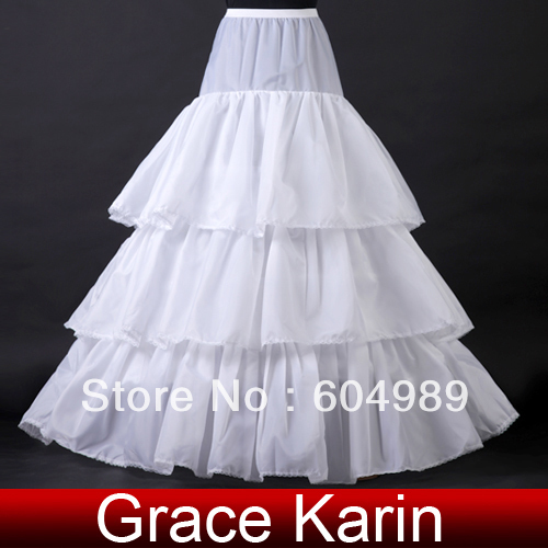 Free Shipping 1pc/lot Grace Karin 3 Hoop Wedding Bridal Gown Dress white layered Petticoat Underskirt Crinoline CL2713