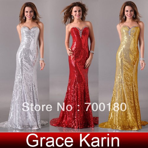 Free Shipping 1pc/lot Grace Karin Formal Mermaid Prom Gowns Shining Sequins Celebrity dress 2013 CL2531