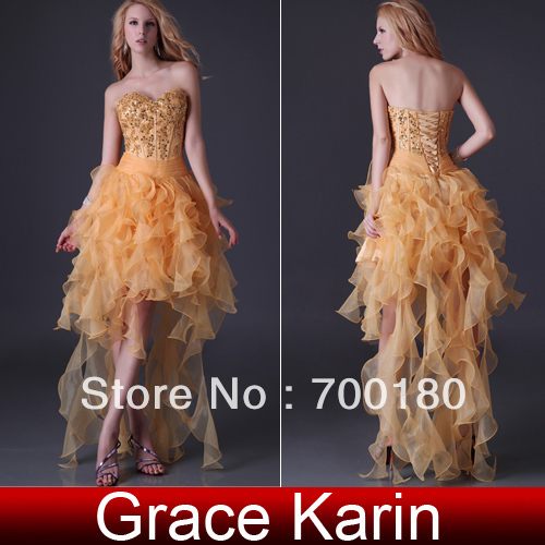Free Shipping 1pc/lot Grace Karin Strapless Tulle High-Low Party Gown Prom Ball Evening Dress CL3848