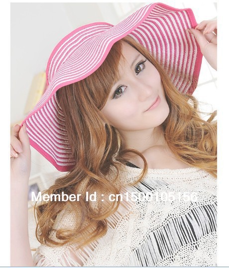 Free shipping,1pcs,2013 New bowknot sun hat,women's folding straw caps,summer outdoor portable, multicolor wholesale.