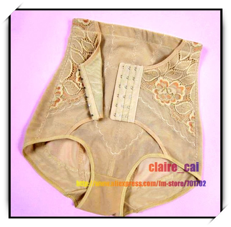 Free shipping 1pcs Beige seamless Lift Hips Panties shapers High WAIST GIRDLE panty Double TUMMY Control SHAPER briefs shaper