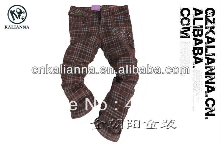 free shipping 1pcs Good price Corduroy material girls pants with Gird OS-326#