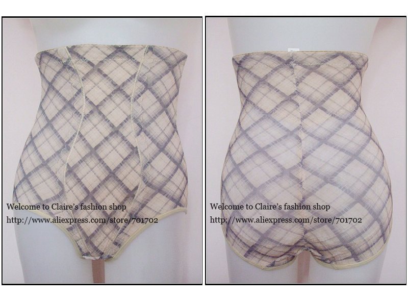 Free shipping 1pcs High waist Lift hips Panty shaper Grid lines Smooth Mesh Thin Waist/Tummy control Girdle Firm Briefs Shapers