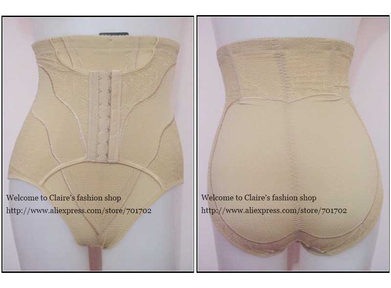 Free shipping 1pcs High waist shaper Plus size Big stretching Lace Floral Double Waist Tummy control Girdle Briefs shapers A33#