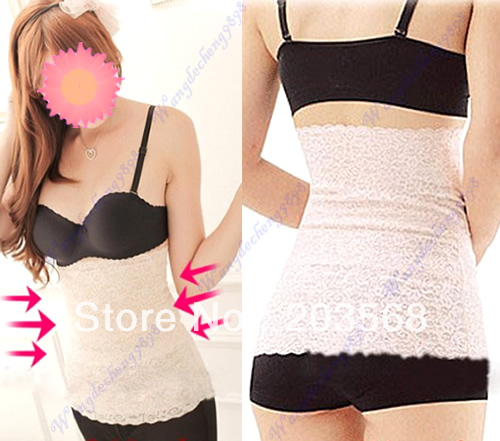 Free Shipping,1pcs Lace Body Shaper Tummy Trimmer Slimming Belt Waist Control Girdle 2 Colors