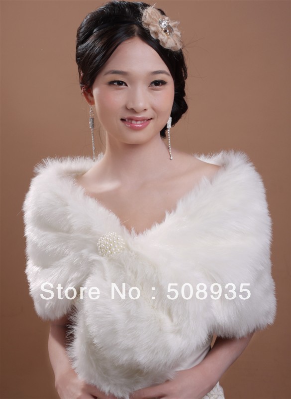 Free Shipping 1pcs/lot GK Faux Fur Bridal Wrap Shawl Stole Bolero Tippet Wedding Shrug  0012
