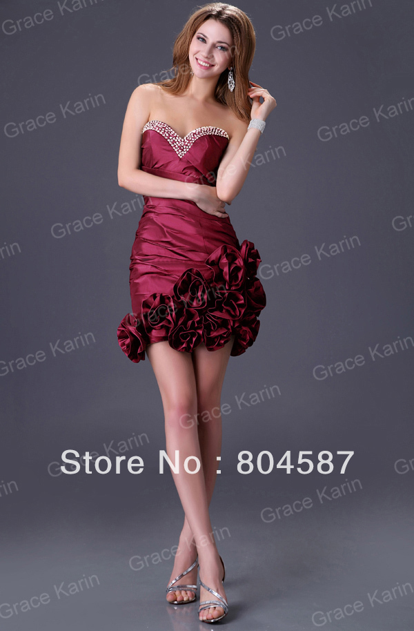Free Shipping 1pcs/lot Grace Karin Sequin Volume Floral Prom Gown Women Wedding Party Cocktail Dress 8 Size CL3106