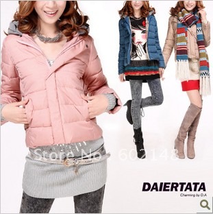 Free shipping 1pcs/lot thickening outerwear  wadded jacket  hooded short design down jacket