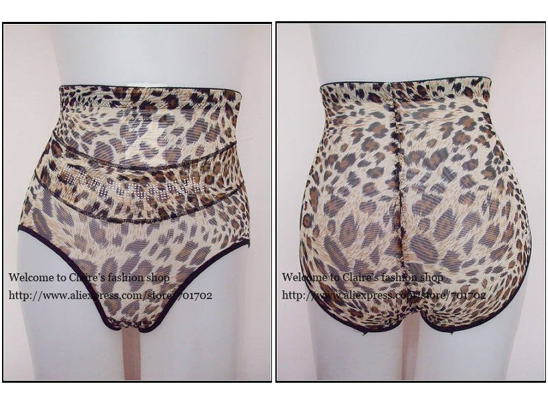 Free shipping 1pcs Middle waist Simple Panty shaper Leopard Smooth Mesh Thin Waist control Girdle Briefs Shapers