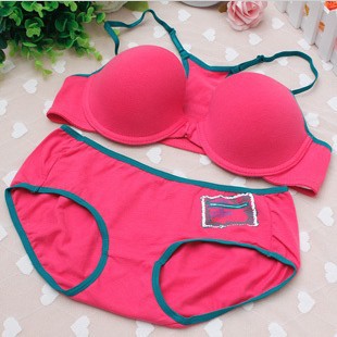 Free shipping (1set/lot) women's underwear Fashion  Brief Sets Cotton bra clasp thin cup bra before h sports leisure suit