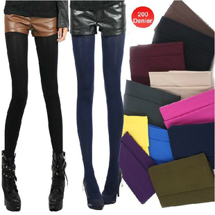 free shipping 2 1 legging female autumn and winter thickening plus velvet plus size candy color one piece basic stockings tights