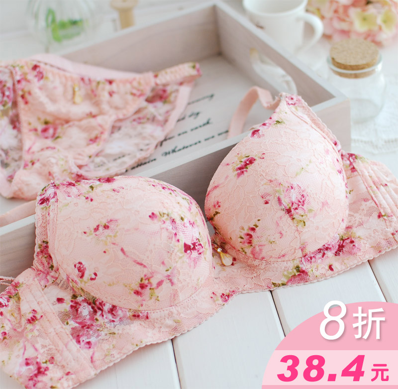 free shipping 2 beautiful elegant flower lace small thickening soft balls massage bra set underwear set